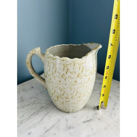 Vintage Stoneware 7” Pitcher Cream Brown Morton ? Pottery Vase Home Decor - Picture 6 of 13